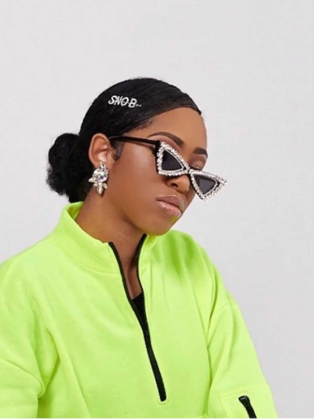 Rhinestone Cat Eye Sunglasses Bundle Black & White Statement Shades - Picture 7 of 9